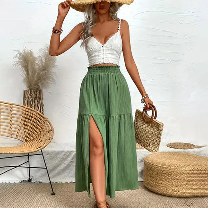 High Waist Leg Split Maxi Skirt