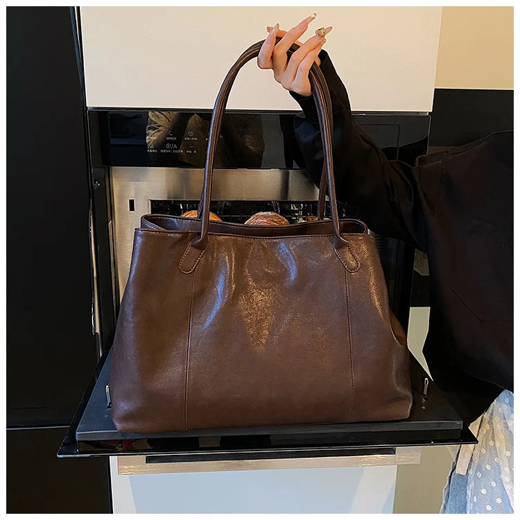 Large Zipper PU Leather Bag