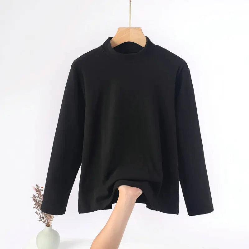 Plus Size Solid Long Sleeve Top