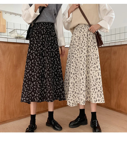 Floral Pleated Midi Skirts