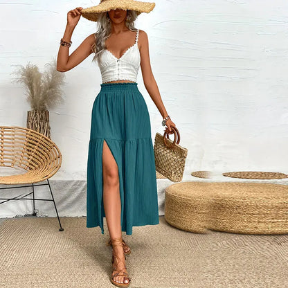 High Waist Leg Split Maxi Skirt