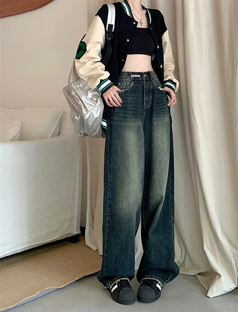 Harajuku Style Wide Leg High Waist Denim Jeans