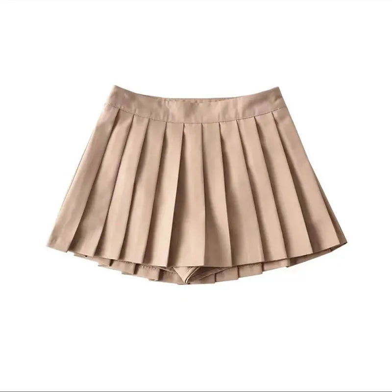 Pleated High Waist Mini Skirt