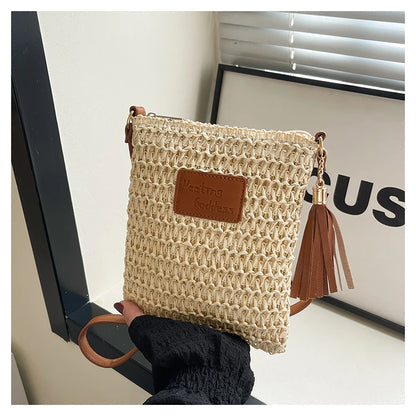 Large Straw Zipper Bag