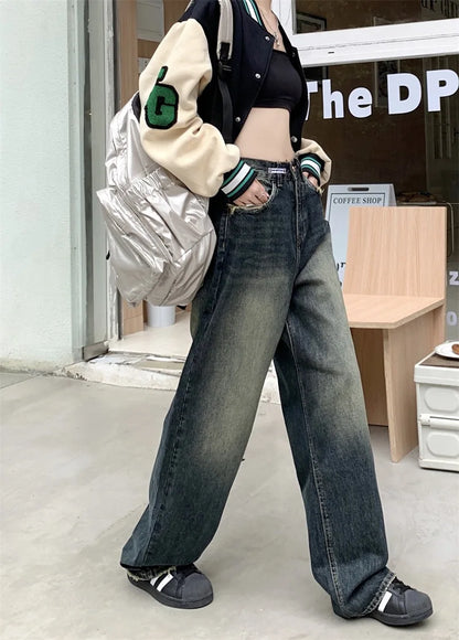 Harajuku Style Wide Leg High Waist Denim Jeans