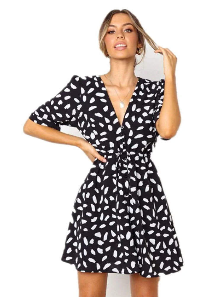 Dot Print Summer Wrap Dress