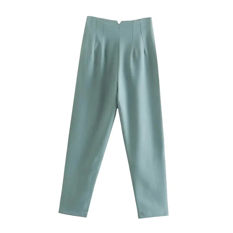 Office Style Straight Leg High Waist Trousers