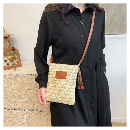 Large Straw Zipper Bag