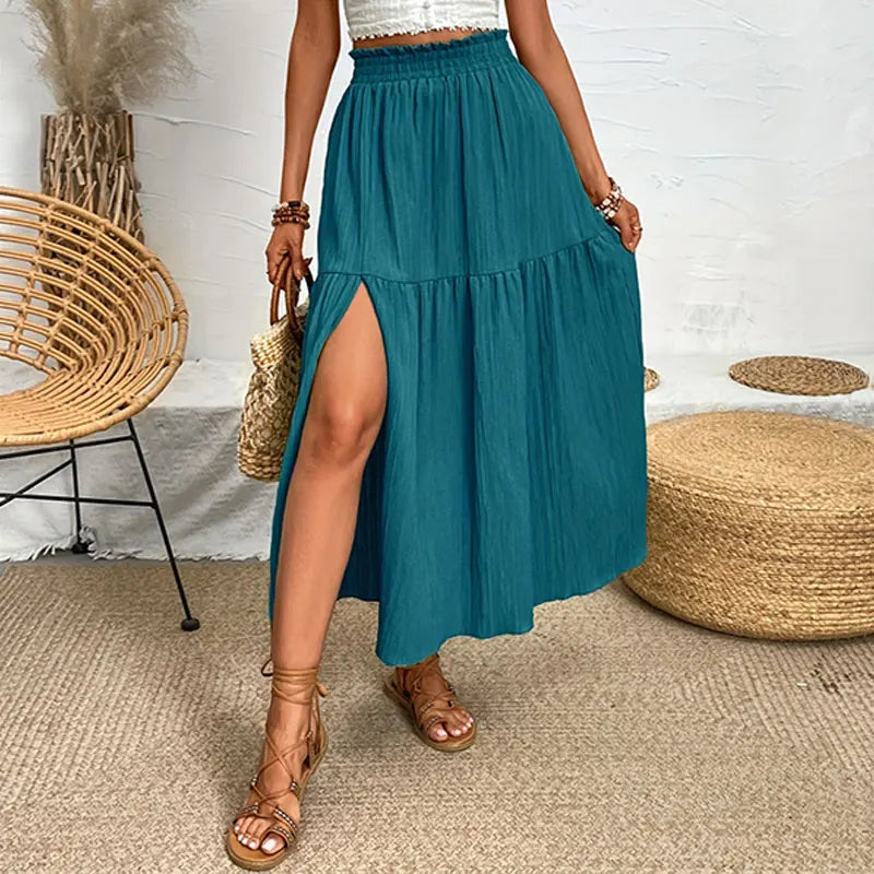 High Waist Leg Split Maxi Skirt