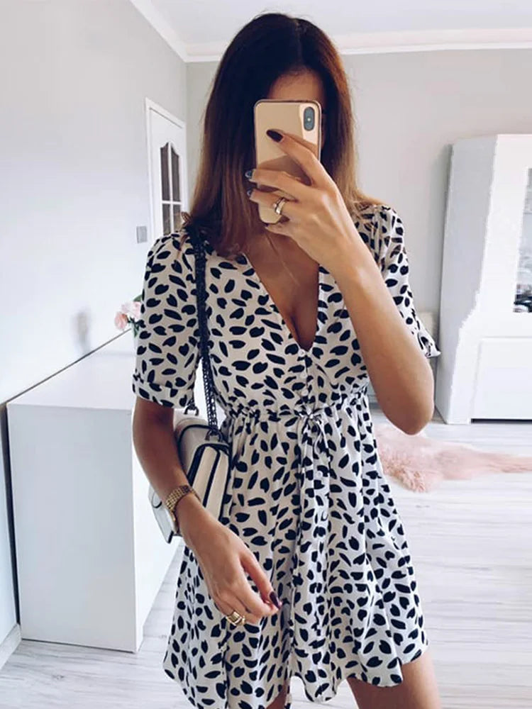 Dot Print Summer Wrap Dress