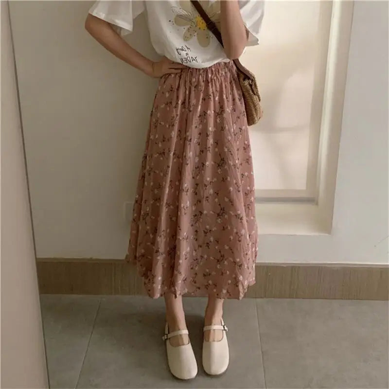 Floral Pleated Midi Skirts