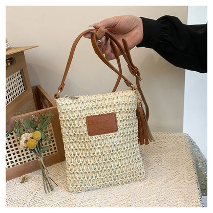 Large Straw Zipper Bag