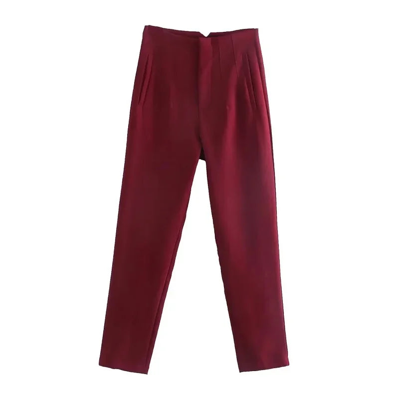 Office Style Straight Leg High Waist Trousers