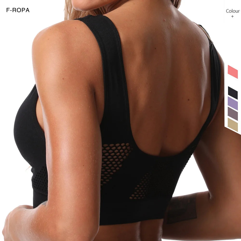 Plus Size Seamless Mesh Sports Bras