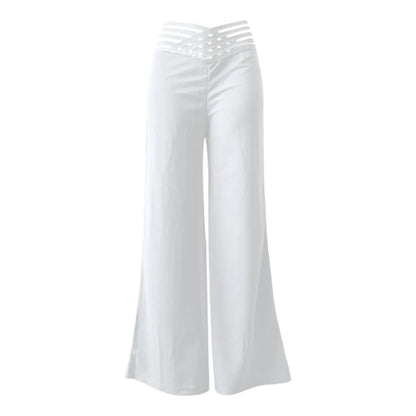 Flared Wide Leg High Waist Trousers