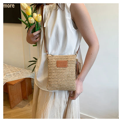 Large Straw Zipper Bag