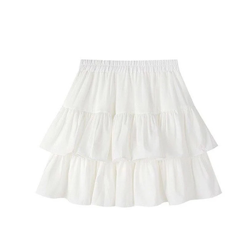 Ruffle Tierred Elastic Waist Skirt