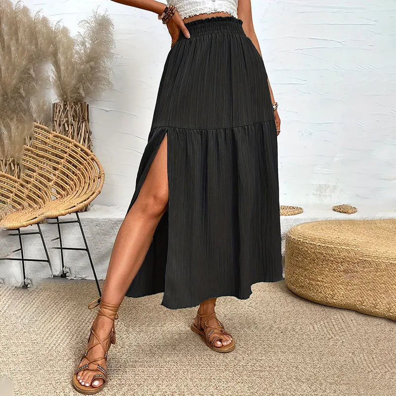 High Waist Leg Split Maxi Skirt