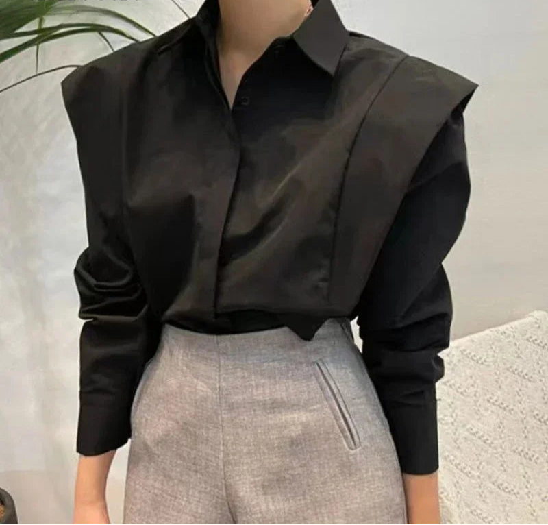 Long Sleeve Loose Fit Office Blouse