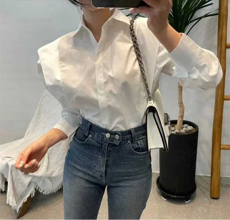 Long Sleeve Loose Fit Office Blouse