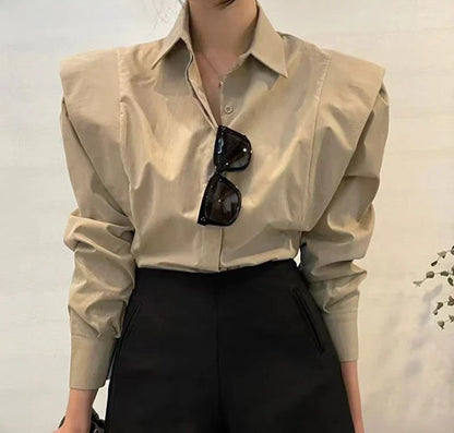 Long Sleeve Loose Fit Office Blouse