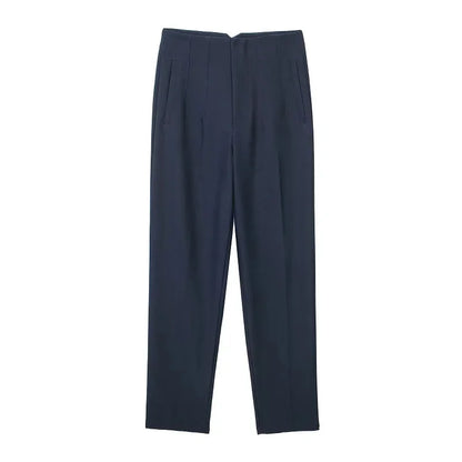 Office Style Straight Leg High Waist Trousers