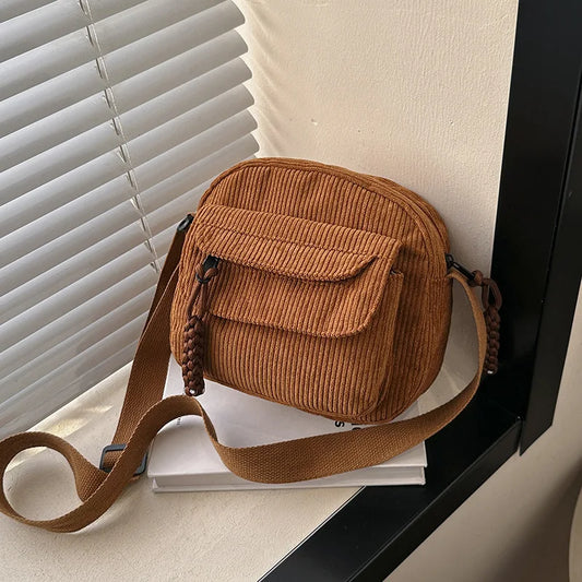 Small Square Corduroy Shoulder Crossbody Bag