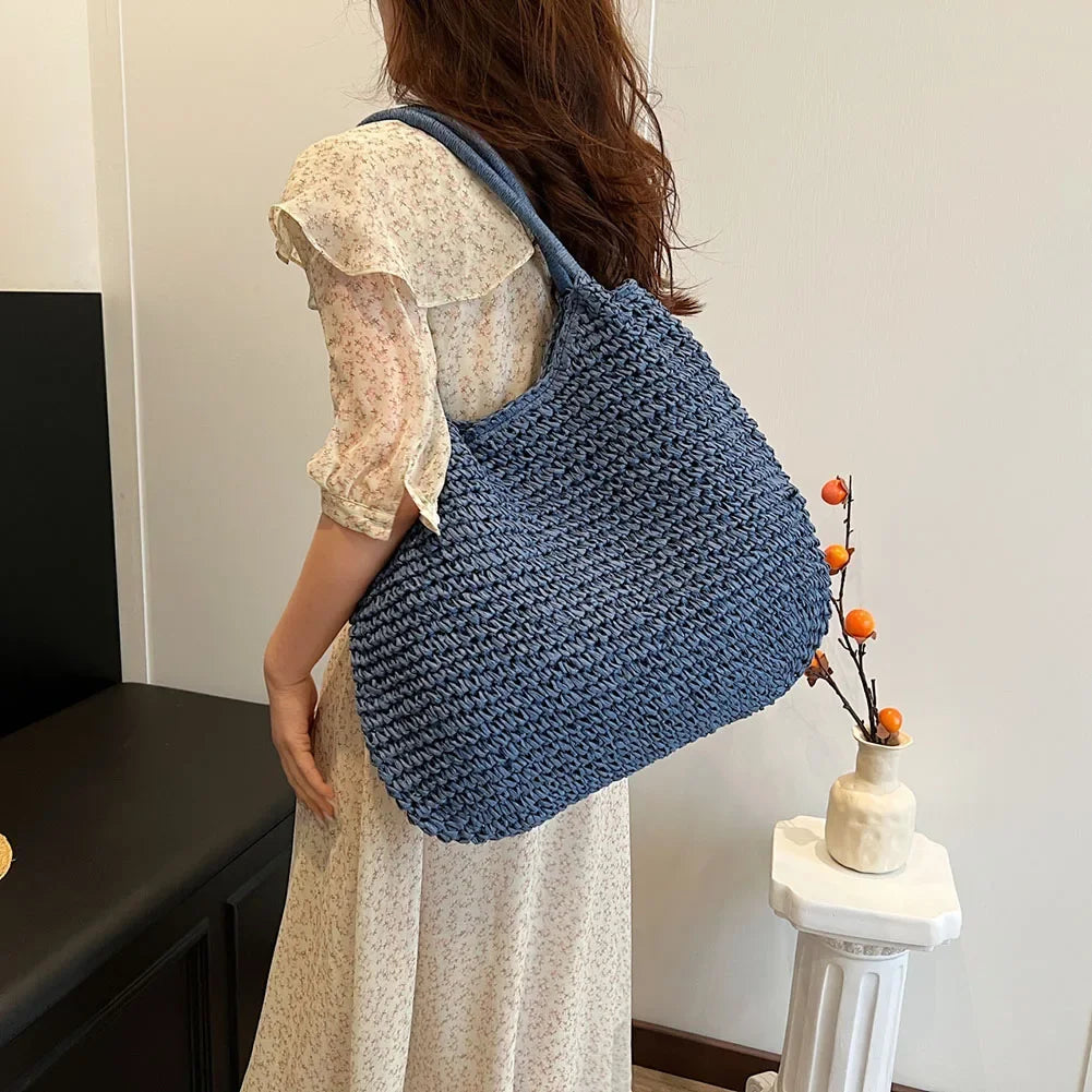 Large Straw Tote Handbag